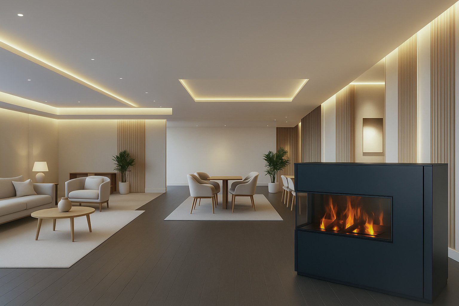 MOBILE FIREPLACE WALL - OPEN ON 3 SIDES